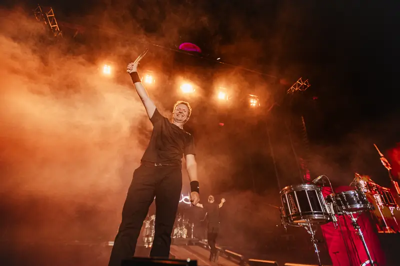Singer on stage in the spotlight