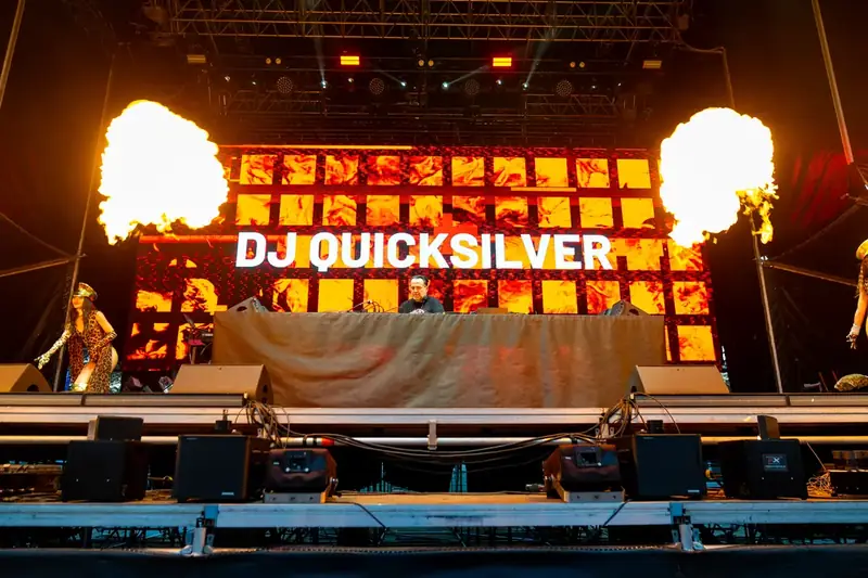 DJ Quicksilver and fire effects